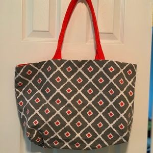 Green and orange tote bag
